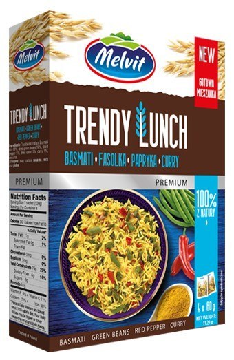 Trendy Lunch ryż basmati, fasolka, papryka, curry MELVIT 4 x 80 g