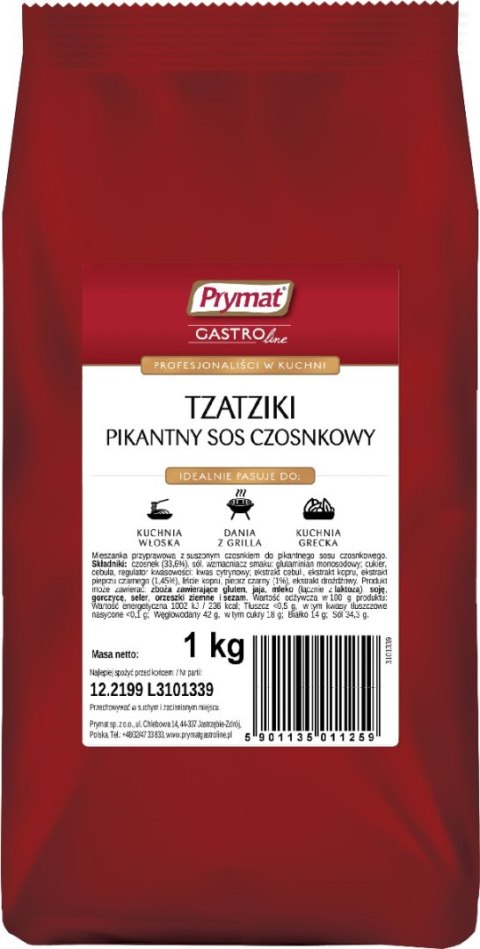 Tzatziki pikantny sos czosnkowy PRYMAT 1kg