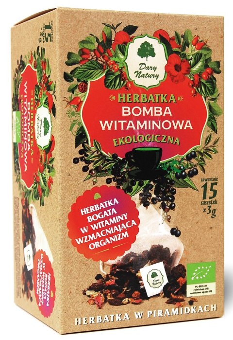 HERBATKA BOMBA WITAMINOWA PIRAMIDKI BIO (15 x 3 g) 45 g - DARY NATURY