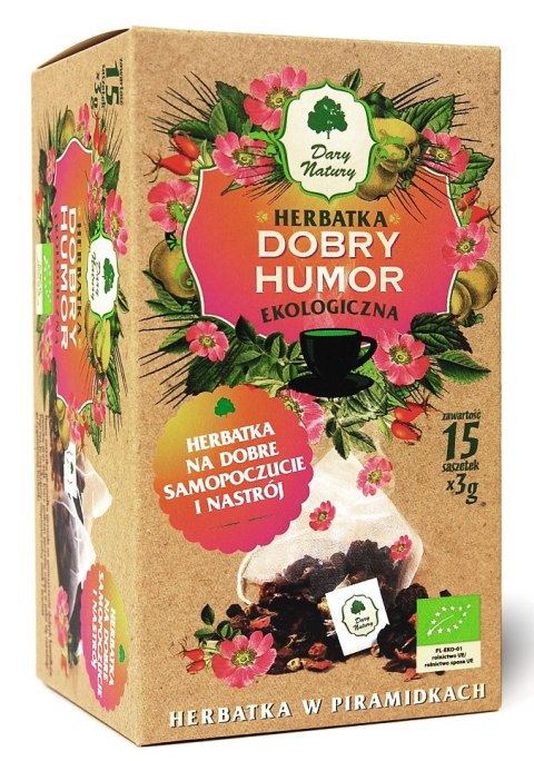 HERBATKA DOBRY HUMOR PIRAMIDKI BIO (15 x 3 g) 45 g - DARY NATURY