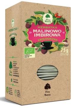 HERBATKA MALINOWO - IMBIROWA BIO (25 x 3 g) 75 g - DARY NATURY