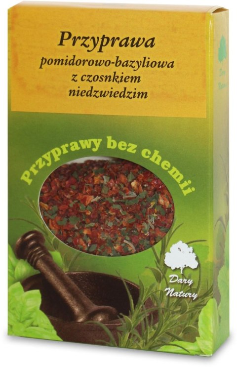 PRZYPRAWA POMIDOROWO - BAZYLIOWA Z CZOSNKIEM NIEDŹWIEDZIM BEZGLUTENOWA 40 g - DARY NATURY