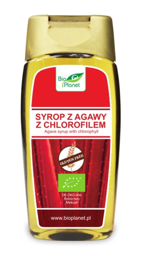 SYROP Z AGAWY Z CHLOROFILEM BEZGLUTENOWY BIO 350 g (250 ml) - BIO PLANET