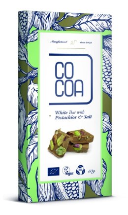 TABLICZKA BIAŁA Z PISTACJAMI I SOLĄ BIO 50 g - COCOA