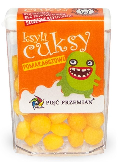 CUKIERKI Z KSYLITOLU KSYLICUKSY O SMAKU POMARAŃCZOWYM BEZGLUTENOWE 13 g - PIĘĆ PRZEMIAN