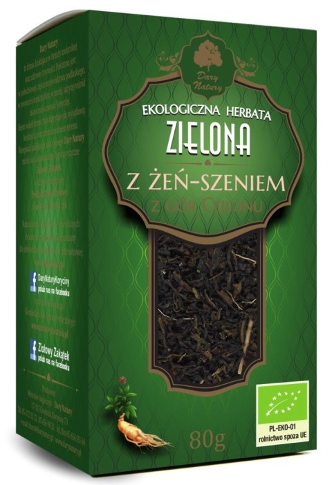 HERBATA ZIELONA Z ŻEŃ-SZENIEM BIO 80 g - DARY NATURY