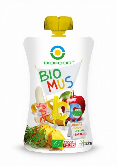 MUS ANANASOWO - BANANOWO - JABŁKOWY BEZGLUTENOWY BIO 90 g - BIO FOOD