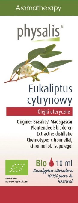 OLEJEK ETERYCZNY EUKALIPTUS CYTRYNOWY BIO 10 ml - PHYSALIS