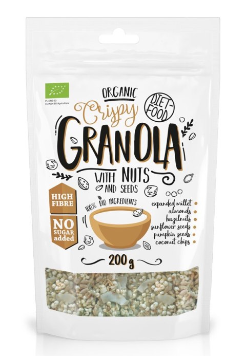 GRANOLA ORZECHOWA Z ORZECHAMI LASKOWYMI I MIGDAŁAMI BIO 200 g - DIET-FOOD