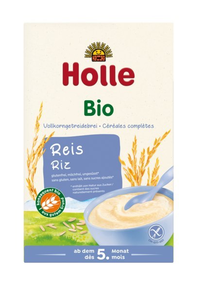 KASZKA RYŻOWA PEŁNOZIARNISTA BEZ DODATKU CUKRÓW BEZGLUTENOWA OD 5 MIESIĄCA BIO 250 g - HOLLE