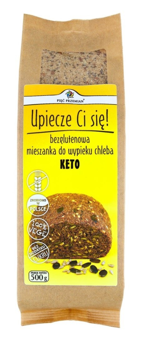 MIESZANKA DO WYPIEKU CHLEBA BEZ DODATKU CUKRÓW BEZGLUTENOWA KETO 500 g - PIĘĆ PRZEMIAN