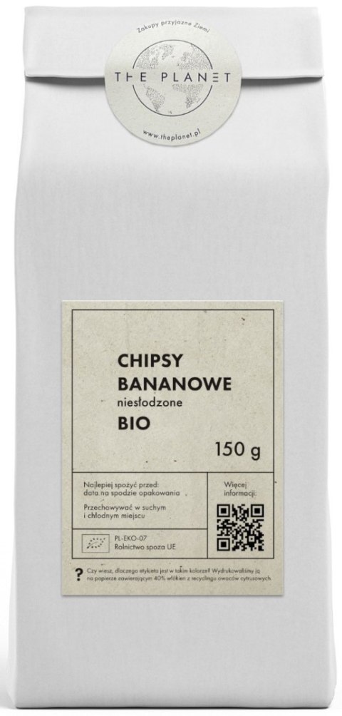 CHIPSY BANANOWE NIESŁODZONE BIO 150 g - THE PLANET