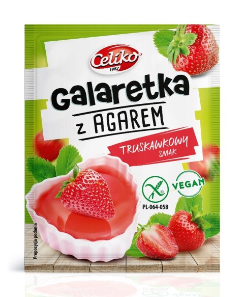 GALARETKA Z AGAREM O SMAKU TRUSKAWKOWYM BEZGLUTENOWA 45 g - CELIKO