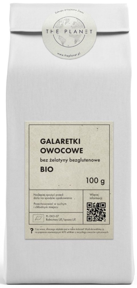 GALARETKI OWOCOWE BEZ ŻELATYNY BEZGLUTENOWE BIO 100 g - THE PLANET