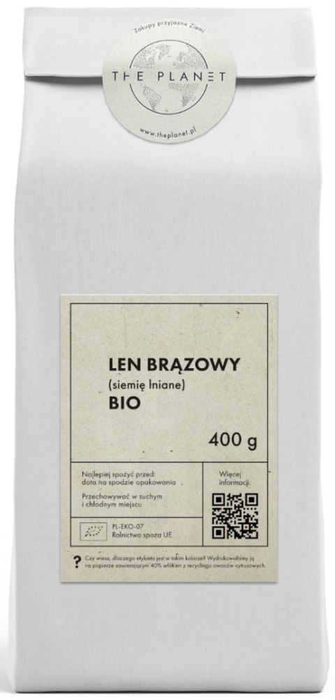 LEN BRĄZOWY (SIEMIĘ LNIANE) BIO 400 g - THE PLANET