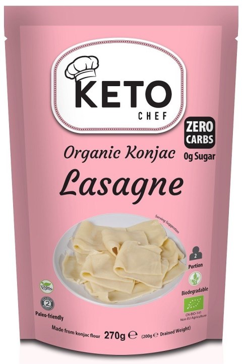 MAKARON (KONJAC) TYPU NOODLE LASAGNE BEZGLUTENOWY BIO 270 g (200 g) - KETO CHEF (BETTER THAN FOODS)