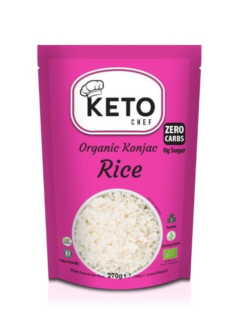 MAKARON (KONJAC) TYPU NOODLE W KSZTAŁCIE RYŻU BEZGLUTENOWY BIO 270 g (200 g) - KETO CHEF (BETTER THAN FOODS)