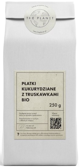 PŁATKI KUKURYDZIANE Z TRUSKAWKAMI BIO 250 g - THE PLANET