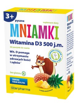 PASTYLKI Z WITAMINĄ D3 DO SSANIA BEZ CUKRU 60 szt. - STARPHARMA (MNIAMKI)