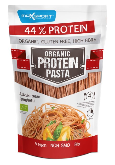 MAKARON PROTEINOWY (Z SOI I CZERWONEJ FASOLI ADZUKI) SPAGHETTI BEZGLUTENOWY BIO 200 g - MAXSPORT