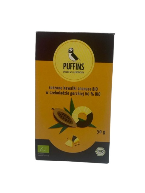 ANANAS W CZEKOLADZIE GORZKIEJ BIO 50 g - PUFFINS