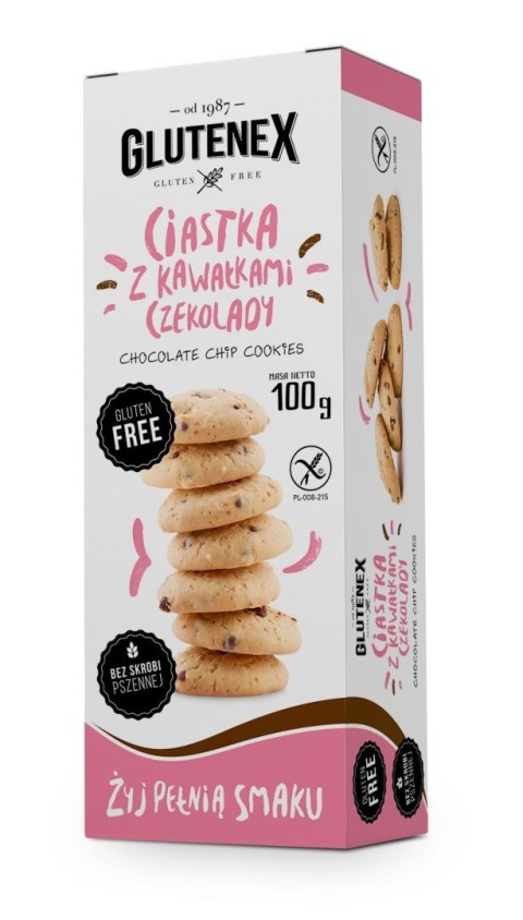 CIASTKA Z KAWAŁKAMI CZEKOLADY BEZGLUTENOWE 100 g - GLUTENEX