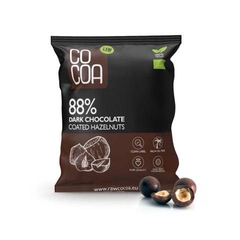 ORZECHY LASKOWE W CZEKOLADZIE CIEMNEJ 88 % BIO 70 g - COCOA