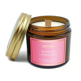 ŚWIECA SOJOWA ZAPACHOWA Z DREWNIANYM KNOTEM RÓŻOWA CZEKOLADA 120 ml - YOUR CANDLE