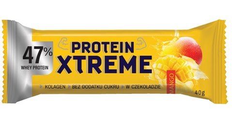 BATON PROTEINOWY XTREME Z MANGO W CZEKOLADZIE MLECZNEJ BEZ DODATKU CUKRU 40 g - DOBRY SQUAD