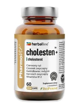 KAPSUŁKI NA PRAWIDŁOWY POZIOM CHOLESTEROLU (CHOLESTEN+) BEZGLUTENOWE 60 szt. - PHARMOVIT (HERBALLINE)