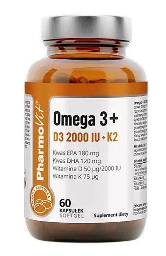 OMEGA 3 + WITAMINY D3 + K2 BEZGLUTENOWE 60 KAPSUŁEK - PHARMOVIT (CLEAN LABEL)