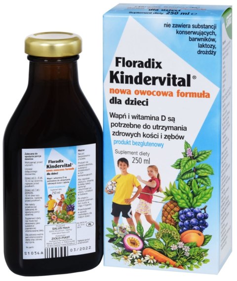 SUPLEMET DIETY WAPŃ I WITAMINA D DLA DZIECI W PŁYNIE BEZGLUTENOWY 250 ml - SALUS (FLORADIX)