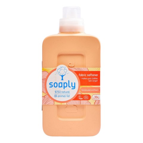 PŁYN DO ZMIĘKCZANIA TKANIN DRZEWO SANDAŁOWE - BRZOSKWINIA ECO 750 ml (30 PRAŃ) - SOAPLY