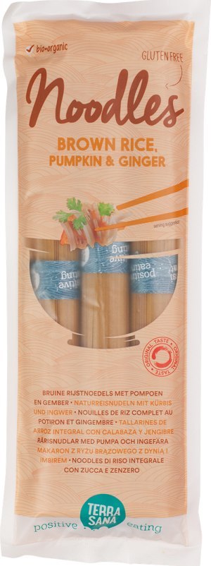 MAKARON (RYŻOWY RAZOWY Z DYNIĄ I IMBIREM) NOODLE BEZGLUTENOWY BIO 250 g - TERRASANA