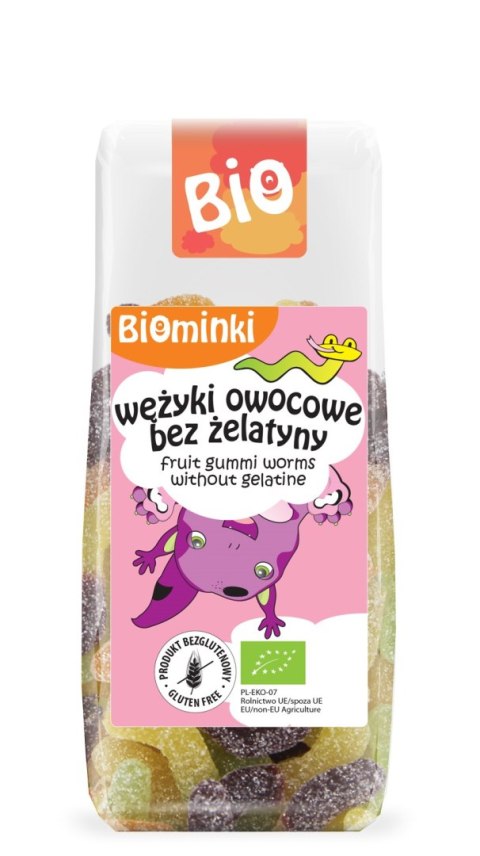 WĘŻYKI OWOCOWE BEZ ŻELATYNY BEZGLUTENOWE BIO 100 g - BIOMINKI